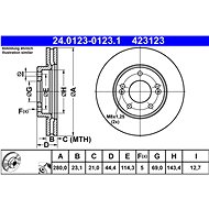 ATE 423123 brake disc 24.0123-0123.1, set of 2, set of 2 - Brake Disc