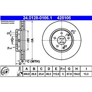 ATE 428106 brake disc 24.0128-0106.1, set of 2, set of 2 - Brake Disc