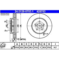 ATE 428753 brake disc 24.0128-0753.1, set of 2, set of 2 - Brake Disc