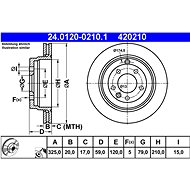 ATE 420210 brake disc 24.0120-0210.1, set of 2, set of 2 - Brake Disc
