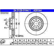 ATE 428144 brake disc 24.0128-0144.1, set of 2, set of 2 - Brake Disc