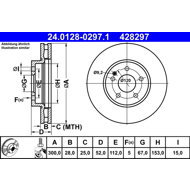 ATE 428297 brake disc 24.0128-0297.1, set of 2, set of 2 - Brake Disc