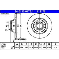 ATE 412176 brake disc 24.0112-0176.1, set of 2, set of 2 - Brake Disc