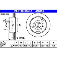 ATE 418150 brake disc 24.0118-0150.1, set of 2, set of 2 - Brake Disc