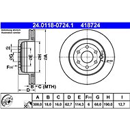 ATE 418724 brake disc 24.0118-0724.1, set of 2, set of 2 - Brake Disc