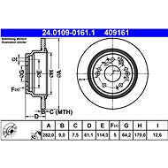 ATE 409161 brake disc 24.0109-0161.1, set of 2, set of 2 - Brake Disc