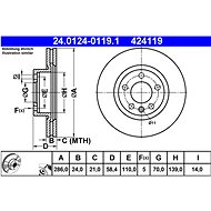 ATE 424119 brake disc 24.0124-0119.1, set of 2, set of 2 - Brake Disc