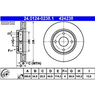 ATE 424238 brake disc 24.0124-0238.1, set of 2, set of 2 - Brake Disc