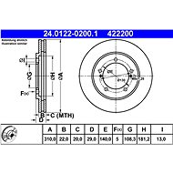 ATE 422200 brake disc 24.0122-0200.1, set of 2, set of 2 - Brake Disc