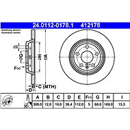 ATE 412178 brake disc 24.0112-0178.1, set of 2, set of 2 - Brake Disc