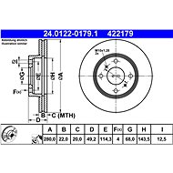 ATE 422179 brake disc 24.0122-0179.1, set of 2, set of 2 - Brake Disc