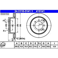 ATE 418141 brake disc 24.0118-0141.1, set of 2, set of 2 - Brake Disc