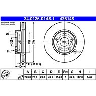 ATE 426148 brake disc 24.0126-0148.1, set of 2, set of 2 - Brake Disc