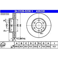ATE 428238 brake disc 24.0128-0238.1, set of 2, set of 2 - Brake Disc