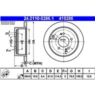 ATE 410286 brake disc 24.0110-0286.1, set of 2, set of 2 - Brake Disc