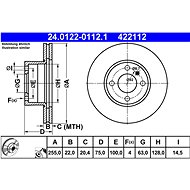ATE 422112 brake disc 24.0122-0112.1, set of 2, set of 2 - Brake Disc