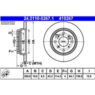 ATE 410267 brake disc 24.0110-0267.1, set of 2, set of 2 - Brake Disc