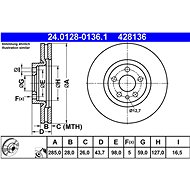 ATE 428136 brake disc 24.0128-0136.1, set of 2, set of 2 - Brake Disc