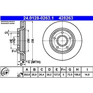 ATE 428263 brake disc 24.0128-0263.1, set of 2, set of 2 - Brake Disc