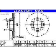 ATE 420130 brake disc 24.0120-0130.1, set of 2, set of 2 - Brake Disc