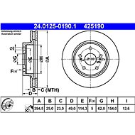 ATE 425190 brake disc 24.0125-0190.1, set of 2, set of 2 - Brake Disc