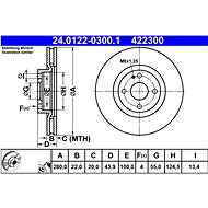 ATE 422300 brake disc 24.0122-0300.1, set of 2, set of 2 - Brake Disc