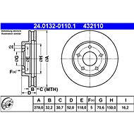 ATE 432110 brake disc 24.0132-0110.1, set of 2, set of 2 - Brake Disc