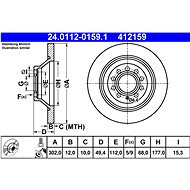 ATE 412159 brake disc 24.0112-0159.1, set of 2, set of 2 - Brake Disc
