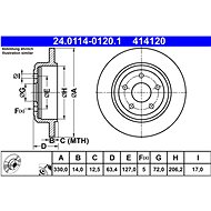ATE 414120 brake disc 24.0114-0120.1, set of 2, set of 2 - Brake Disc