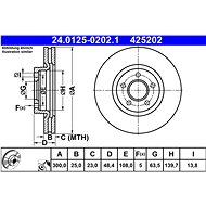 ATE 425202 brake disc 24.0125-0202.1, set of 2, set of 2 - Brake Disc