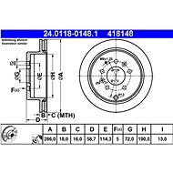 ATE 418148 brake disc 24.0118-0148.1, set of 2, set of 2 - Brake Disc