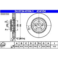 ATE 434104 brake disc 24.0134-0104.1, set of 2, set of 2 - Brake Disc