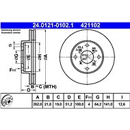ATE brake disc 24.0121-0102.1, set of 2, set of 2 - Brake Disc