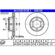 ATE 425135 brake disc 24.0125-0135.1, set of 2, set of 2 - Brake Disc