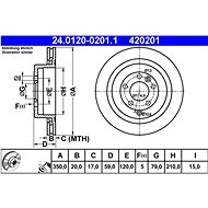 ATE 420201 brake disc 24.0120-0201.1, set of 2, set of 2 - Brake Disc