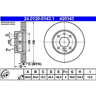 ATE 420143 brake disc 24.0120-0143.1, set of 2, set of 2 - Brake Disc