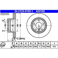 ATE 422159 brake disc 24.0122-0159.1, set of 2, set of 2 - Brake Disc