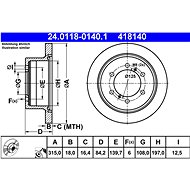 ATE 418140 brake disc 24.0118-0140.1, set of 2, set of 2 - Brake Disc