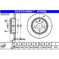 ATE 410404 brake disc 24.0110-0404.1, set of 2, set of 2 - Brake Disc