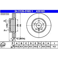 ATE 426165 brake disc 24.0126-0165.1, set of 2, set of 2 - Brake Disc