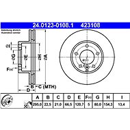 ATE 423108 brake disc 24.0123-0108.1, set of 2, set of 2 - Brake Disc