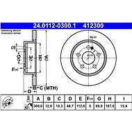 ATE 412300 brake disc 24.0112-0300.1, set of 2, set of 2 - Brake Disc