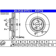 ATE 432172 brake disc 24.0132-0172.1, set of 2, set of 2 - Brake Disc