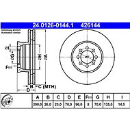 ATE 426144 brake disc 24.0126-0144.1, set of 2, set of 2 - Brake Disc