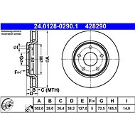 ATE 428290 brake disc 24.0128-0290.1, set of 2, set of 2 - Brake Disc