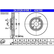 ATE 426190 brake disc 24.0126-0190.1, set of 2, set of 2 - Brake Disc