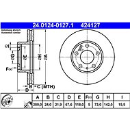 ATE 424127 brake disc 24.0124-0127.1, set of 2, set of 2 - Brake Disc