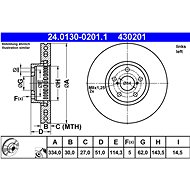 ATE 430201 brake disc 24.0130-0201.1, set of 2, set of 2 - Brake Disc