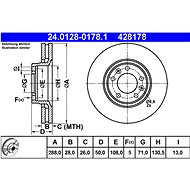 ATE 428178 brake disc 24.0128-0178.1, set of 2, set of 2 - Brake Disc
