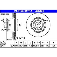 ATE 425176 brake disc 24.0125-0176.1, set of 2, set of 2 - Brake Disc
